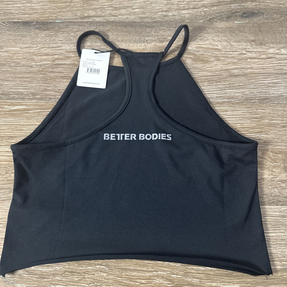 Better Bodies Crop Top Halter S Black Gym Fitness Tank Athleisure NWT - Picture 3 of 7